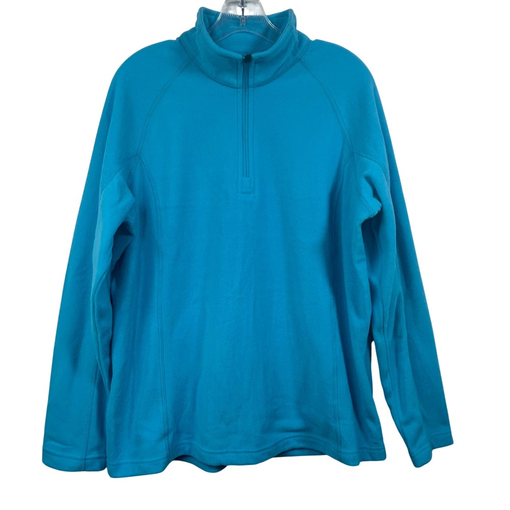 Lands End Outfitters Womens XL Turquoise Blue Quarter Zip Fleece Pullover